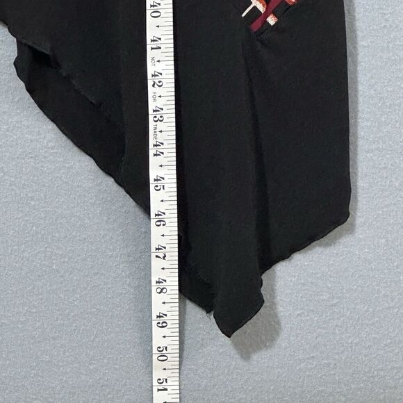 Luxology Women Dress 16 Black Red Jersey Knit Asymmetrical Hem Whimsigoth Grunge - Picture 11 of 14